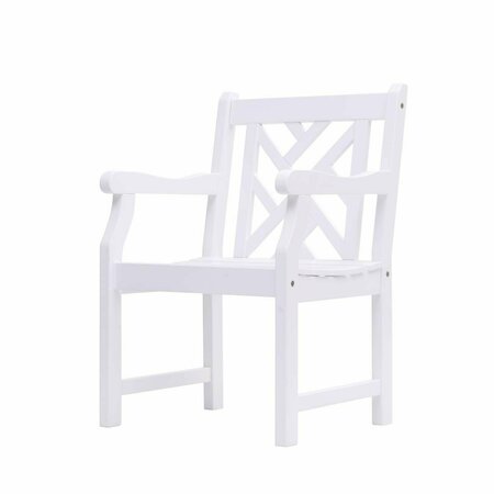 HOMEROOTS 36 x 22 x 22 in. White Patio Armchair with Diagonal Design 389998